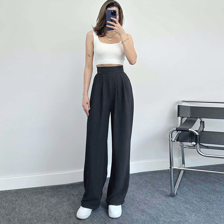 Damer Bred High-Waist Bukser med elegant Plissé Stilla
