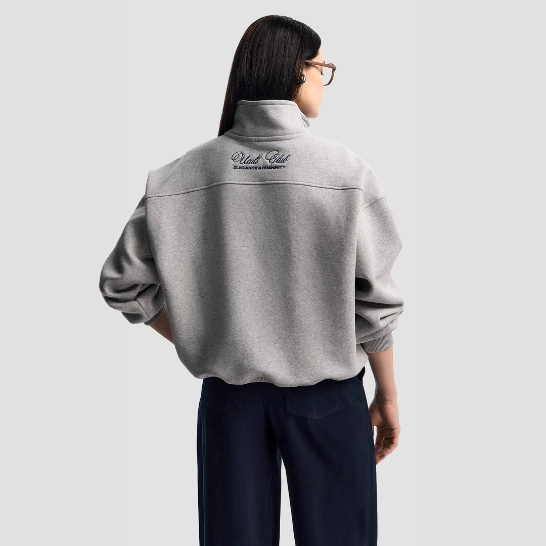 Damer Sommer Zip Sweater med broderi design af høj kvalitet og afslappet pasform Stilla