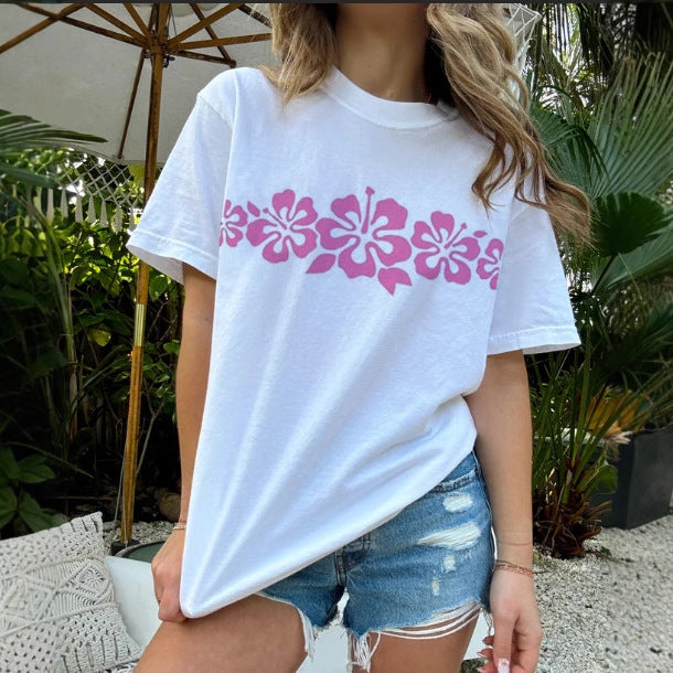 Dame T-shirt med floral grafiktryk Skovae