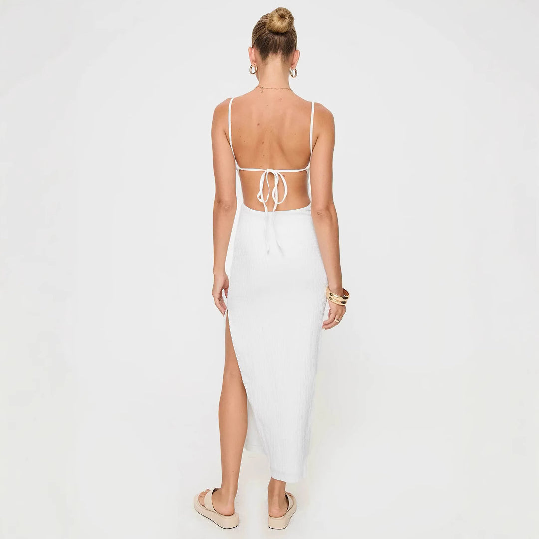 Dame Rib-Spaghetti-Rem Maxi Kjole Stilla