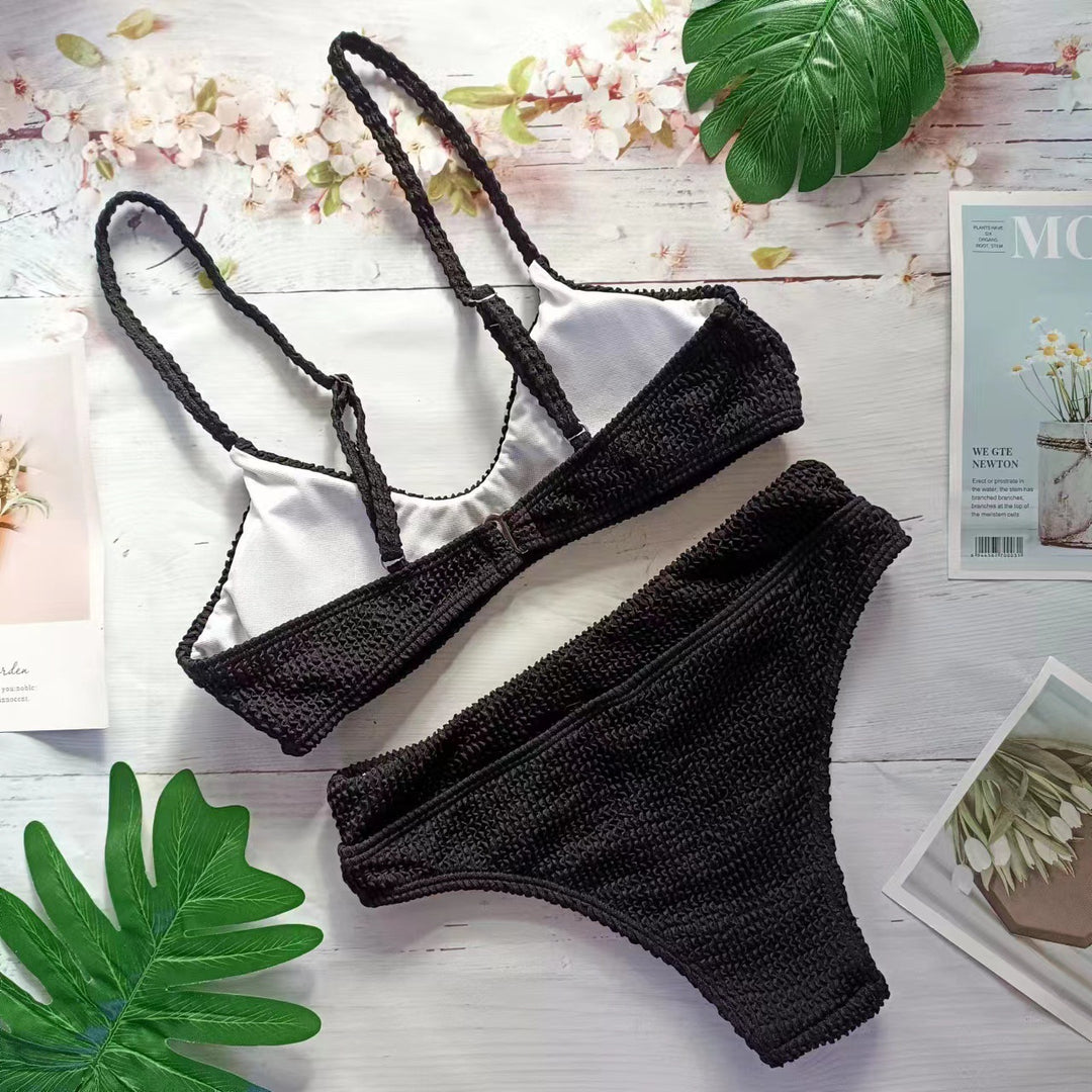 Dame Bikini-sæt med struktureret top og høj trusse Stilla