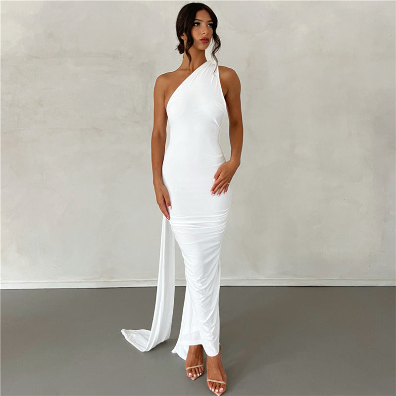 Dame Elegant langermet One-Shoulder Kjole Skovae