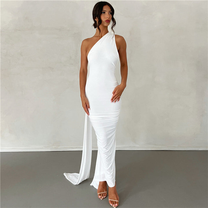 Dame Elegant langermet One-Shoulder Kjole Skovae