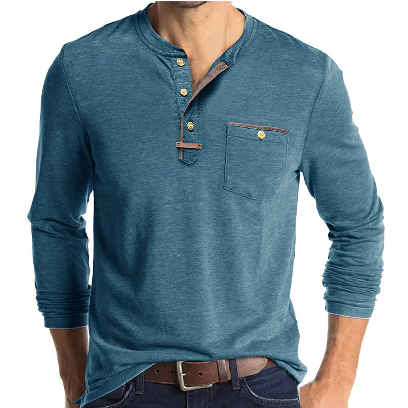 Herren Langarm-Henley-Skjorte med modetrend Knapliste og stilfuldt Lomme-design Stilla