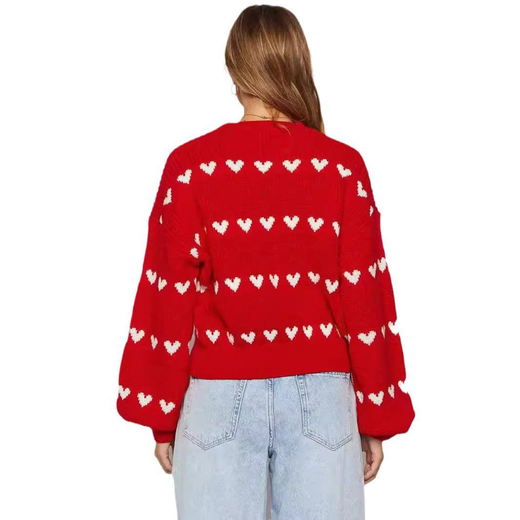 Kvinders hyggelige hjerte sweater med blødt strik mønster Stilla