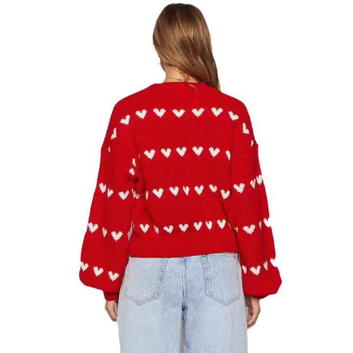 Kvinders hyggelige hjerte sweater med blødt strik mønster Stilla