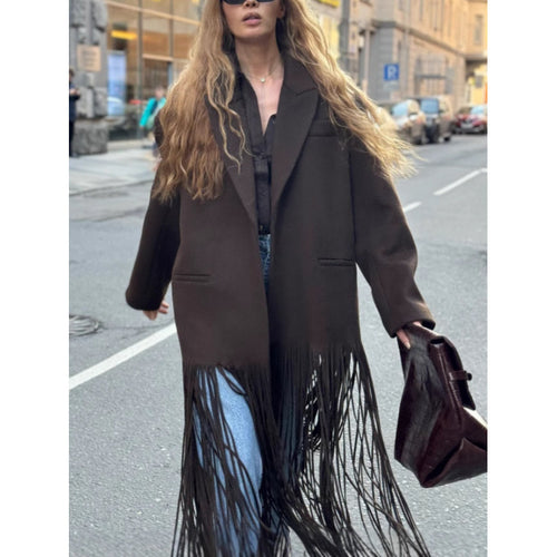 Dame Oversized Frynsejakke Stilla