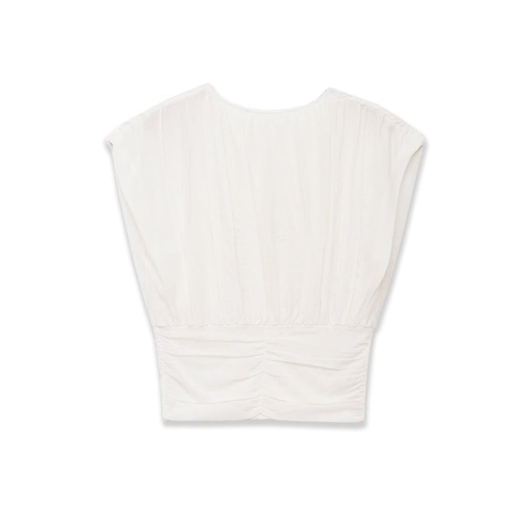 Dame mode oversized top med raffineret bånd Skovae