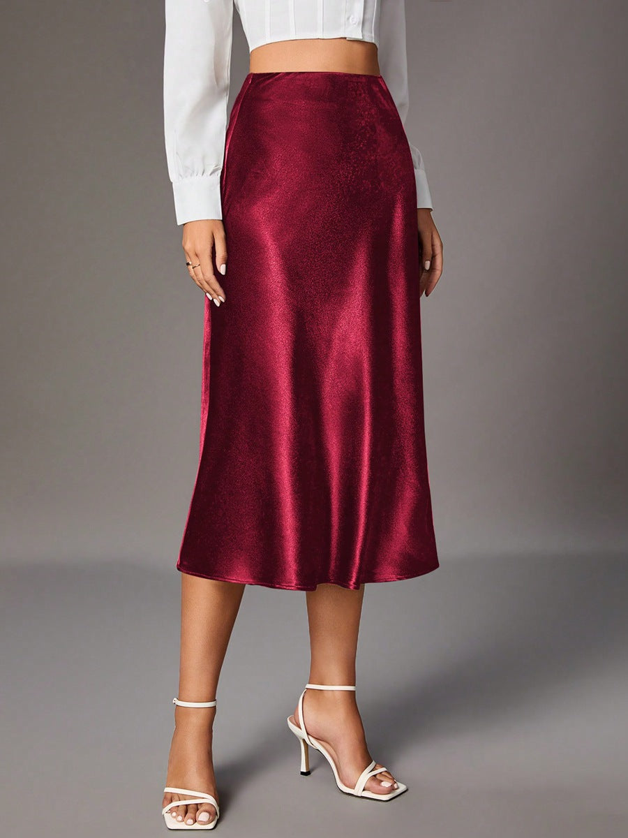 Dame Elegant A-linje Satin nederdel med flydende snit Skovae