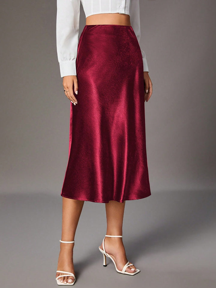 Dame Elegant A-linje Satin nederdel med flydende snit Skovae