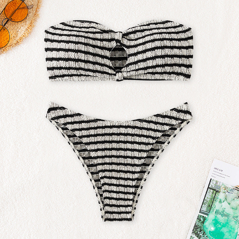 Dame Bandeau-Bikini med trendy udskæring Skovae