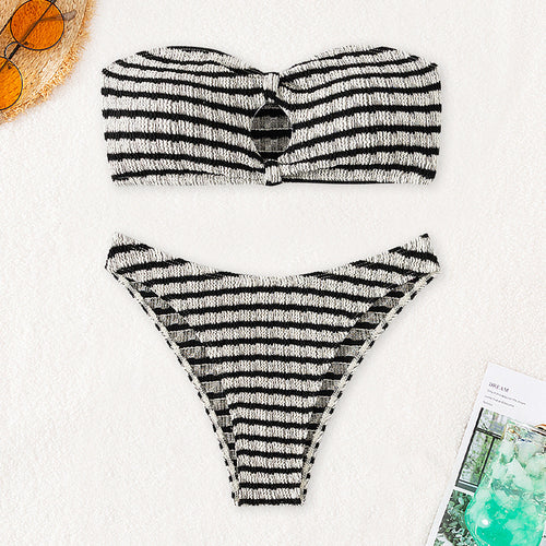 Dame Bandeau-Bikini med trendy udskæring Skovae
