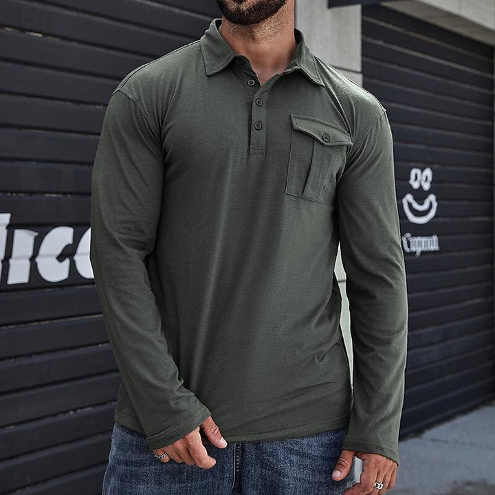 Herre Langærmet Poloshirt med praktisk brystlomme og moderne snit Stilla