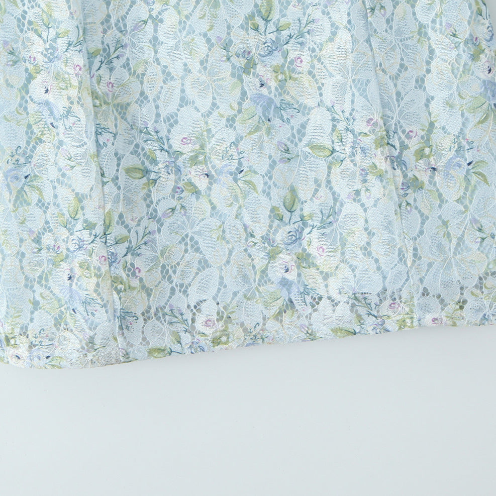 Dame romantisk spidskjole med blomsterdesign og justerbare spaghetti stropper Stilla