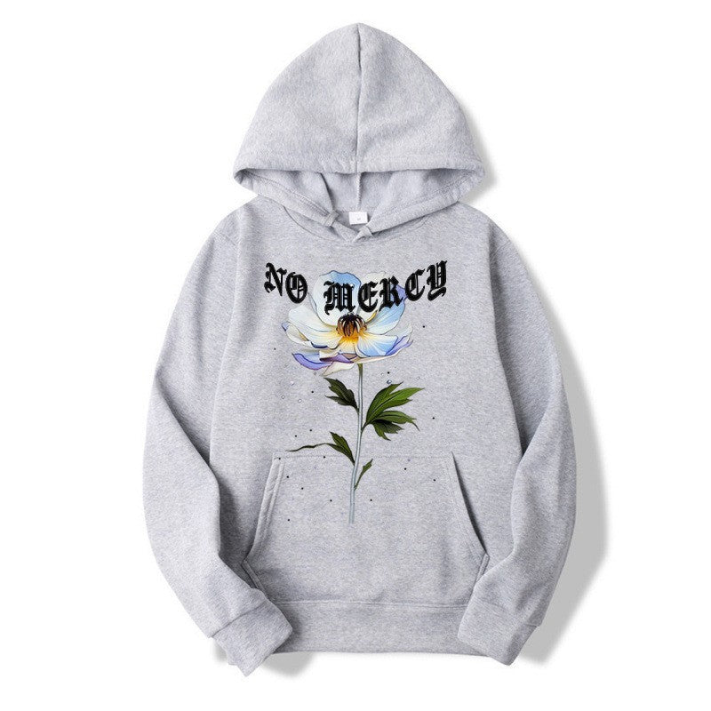 Kvinders hoodie med blomsterprint og fremtrædende tryk Skovae
