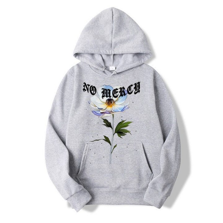 Kvinders hoodie med blomsterprint og fremtrædende tryk Skovae