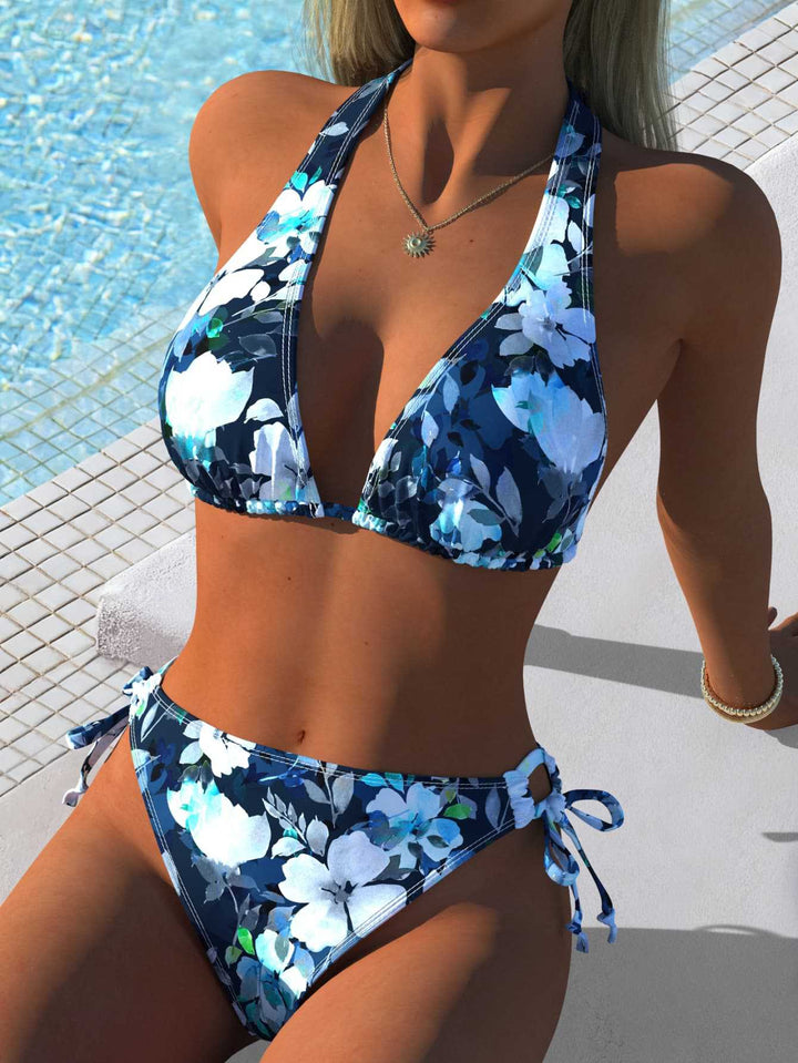 Dame triangle bikini med elegant dyreprint og justerbare stropper Skovae