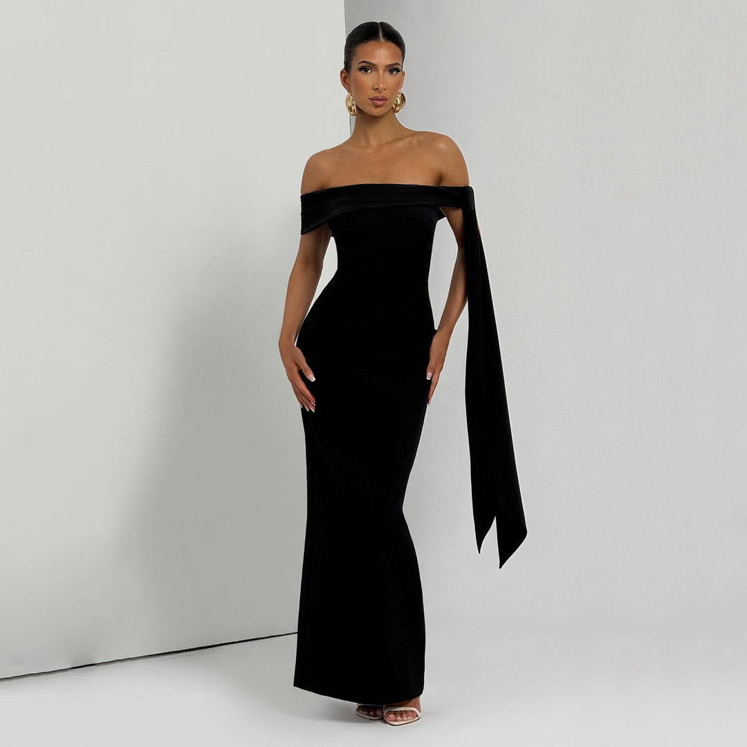 Damernes Off-Shoulder Maxikjole med elegant sløyfede koriske Skovae