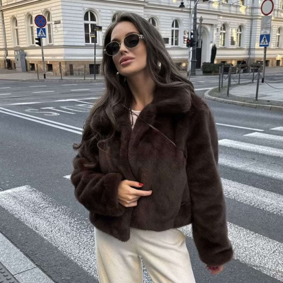 Dames hyggelig faux fur jakke Stilla