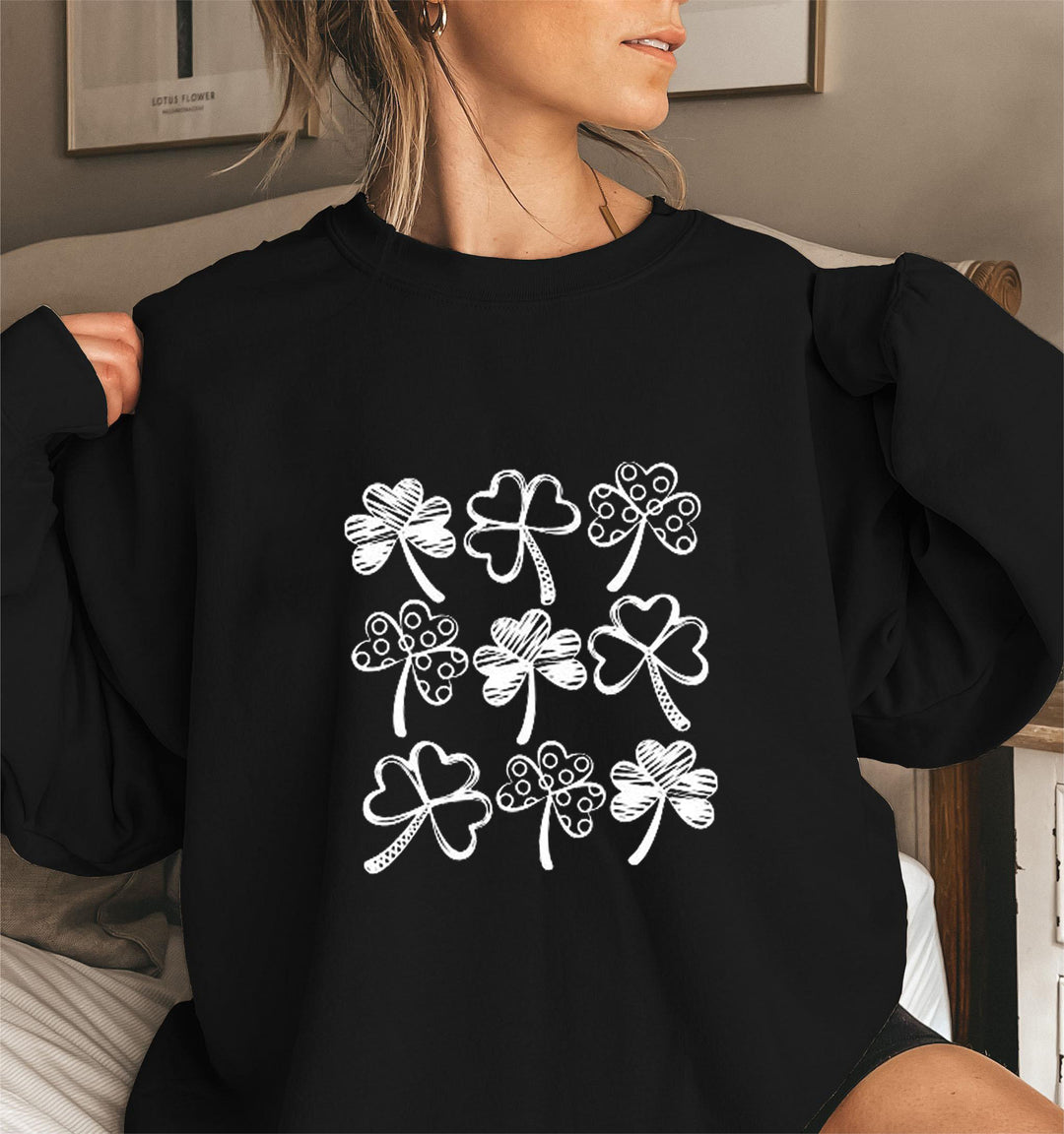 Kvinders sweatshirt med legesygt kløvermotiv Stilla