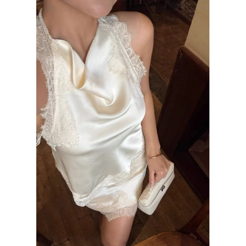 Damen Raffiniertes Abendkleid mit Spitze und fließendem Schnitt Skovae