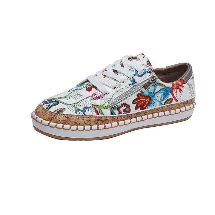 Dame Mode Sneakers med farverigt blomsterdesign og elegant korkbesætning Stilla