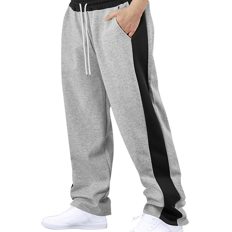 Herrer nan sporty joggingbukser med kontrastsidepanel lige ben snoreliv og stiklommer Skovae