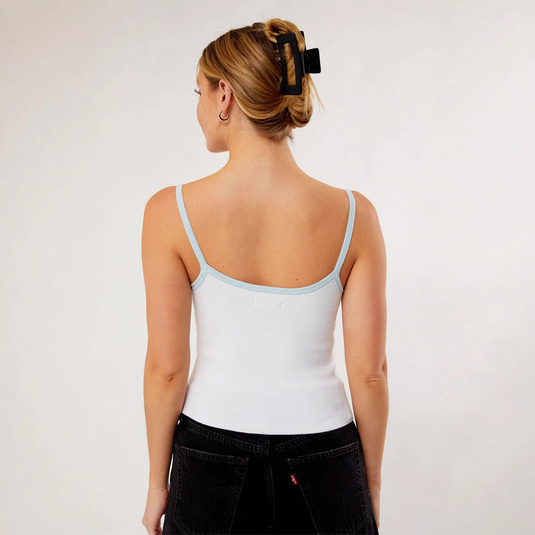 Dame Crop-Top med fin ribstruktur og kreativ tryk Stilla