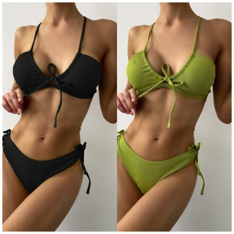 Dame triangel-bikini med justerbare snøringer Skovae