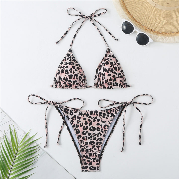 Femme Triangle Tiermønster Bikini Sæt Stilla