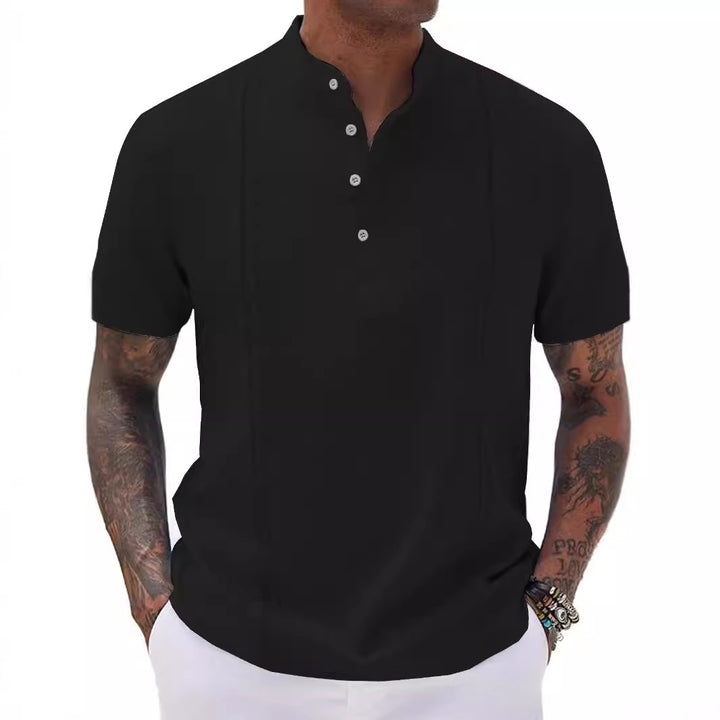Herrer Poloshirt med moderne knapliste-design og åndbar struktur Stilla