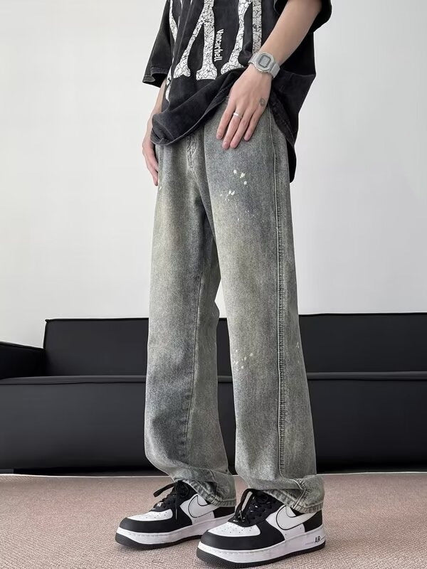Herrer afslappede Wide-Leg Jeans med unik vintage-effekt og afslappet pasform Stilla