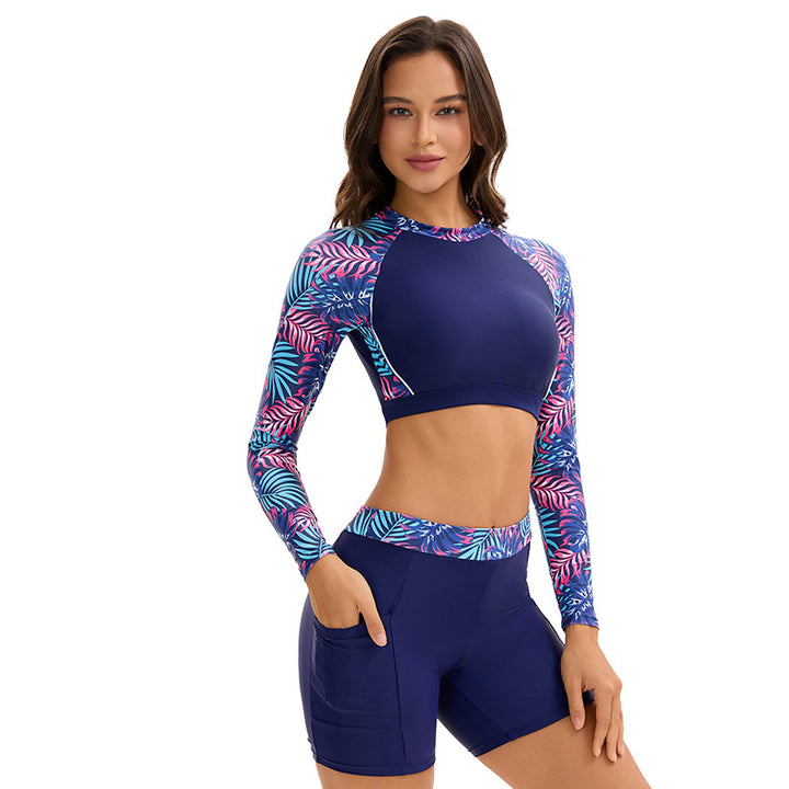 Dame Sporty Rashguard-sæt med lange ærmer og shorts Stilla