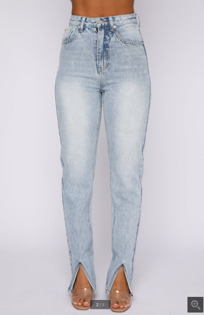 Dame High-Waist Jeans med dekorative sprækker og afslappet snit Stilla