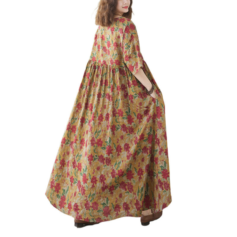 Dame Flydende Blomster Maxi Kjole med Lomme Accent Stilla