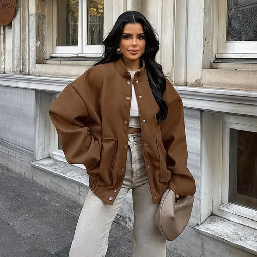 Dame Oversized Sweatjakke med højkvalitets trykknapper og casual lommer Stilla