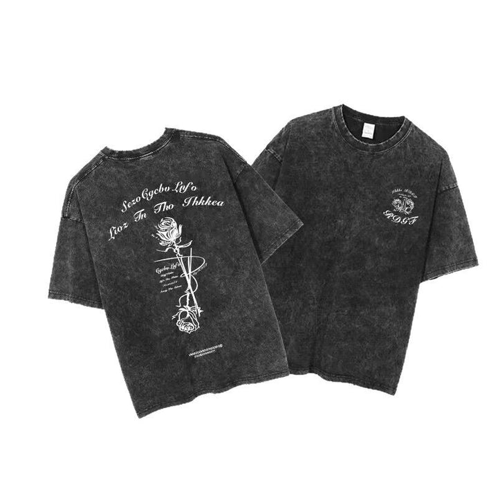 Dame T-shirt med kunstnerisk rosen design og afslappet snit Stilla