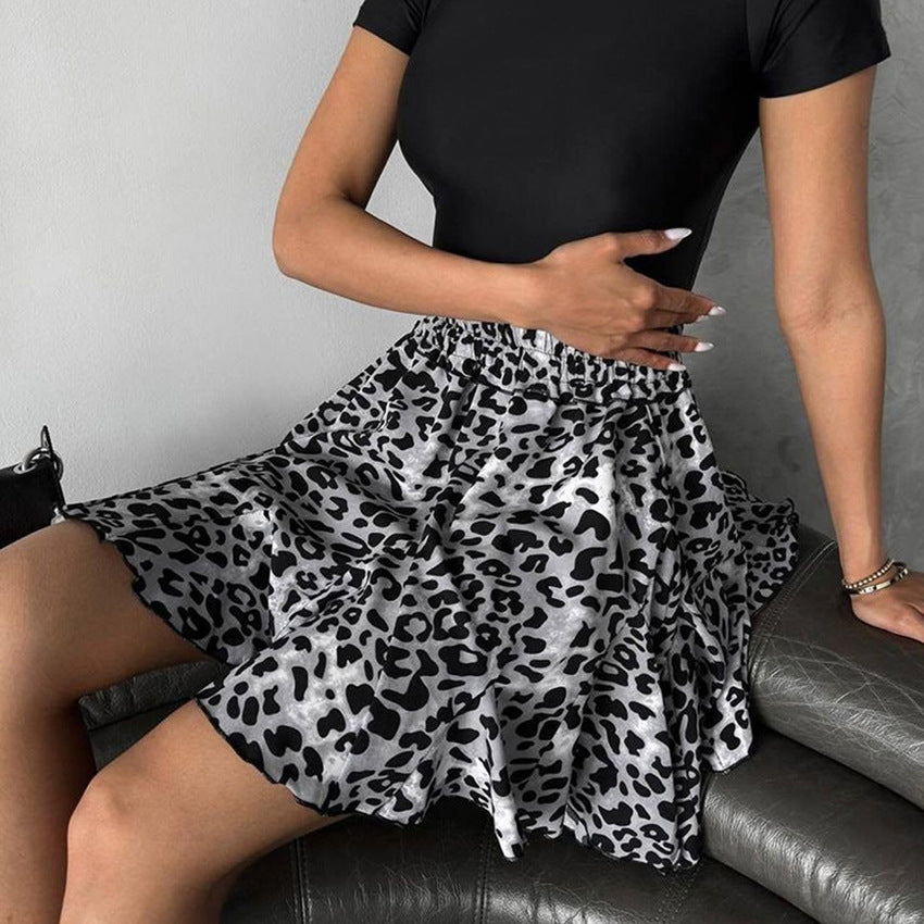 Dame afslappet nederdel med leopardprint Stilla