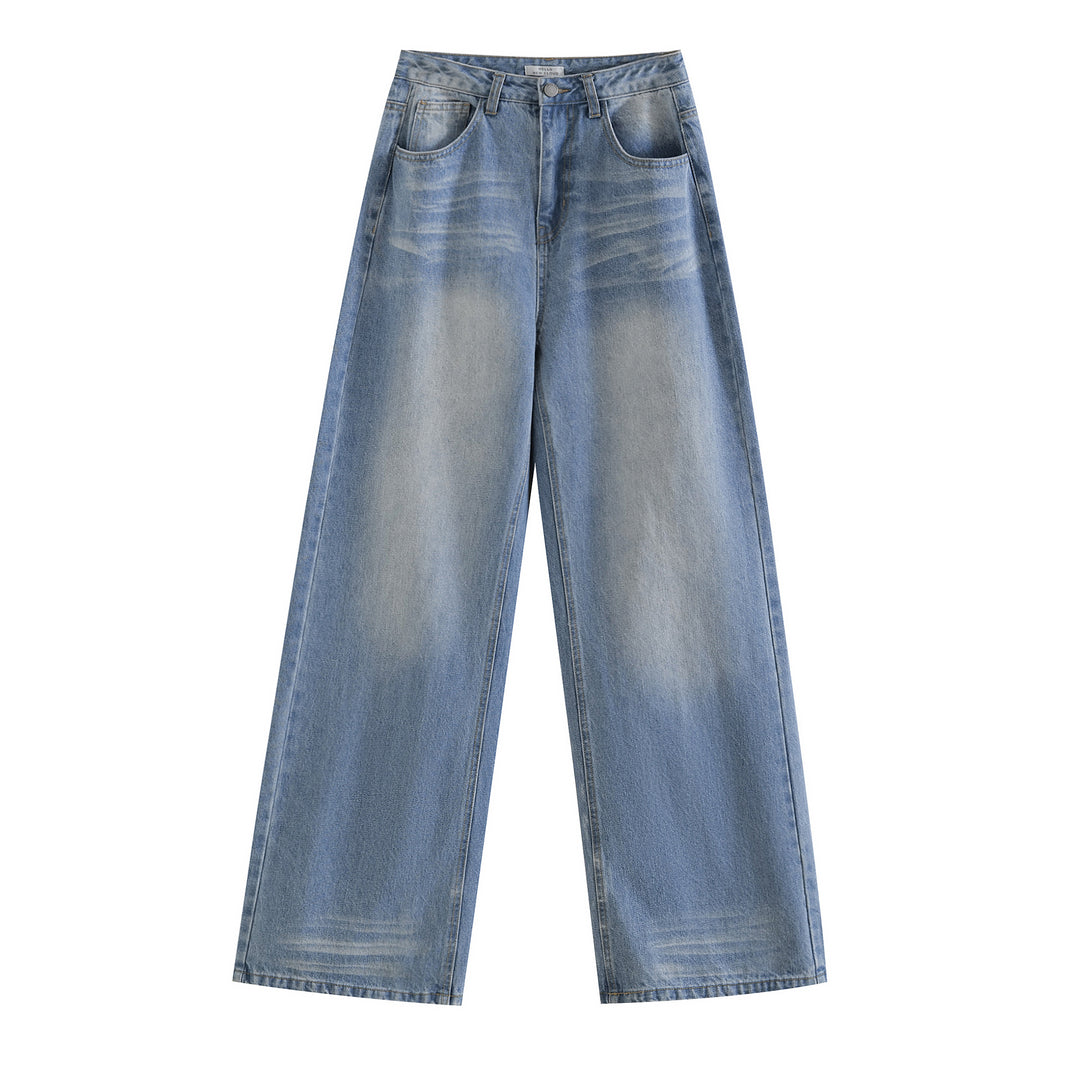 Dame vidde jeans med stilfuld used-look og høj talje Stilla