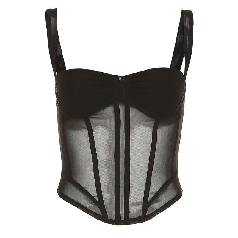 Dame korsageoverdel med raffineret transparens Stilla