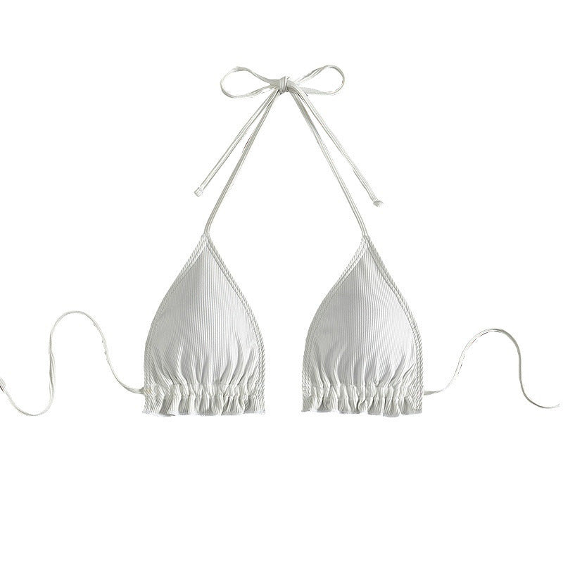 Dames triangel-bikini med justerbare stropper og moderne rib-textur Skovae