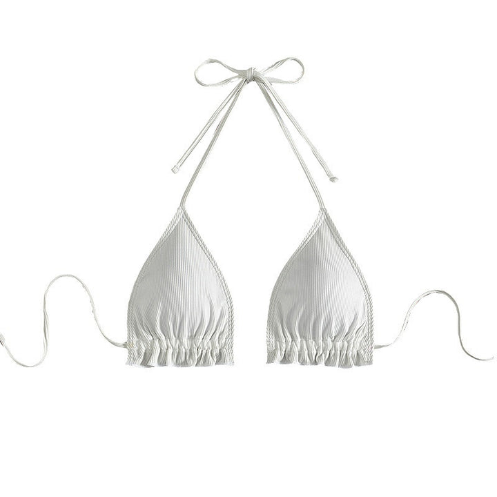 Dames triangel-bikini med justerbare stropper og moderne rib-textur Skovae