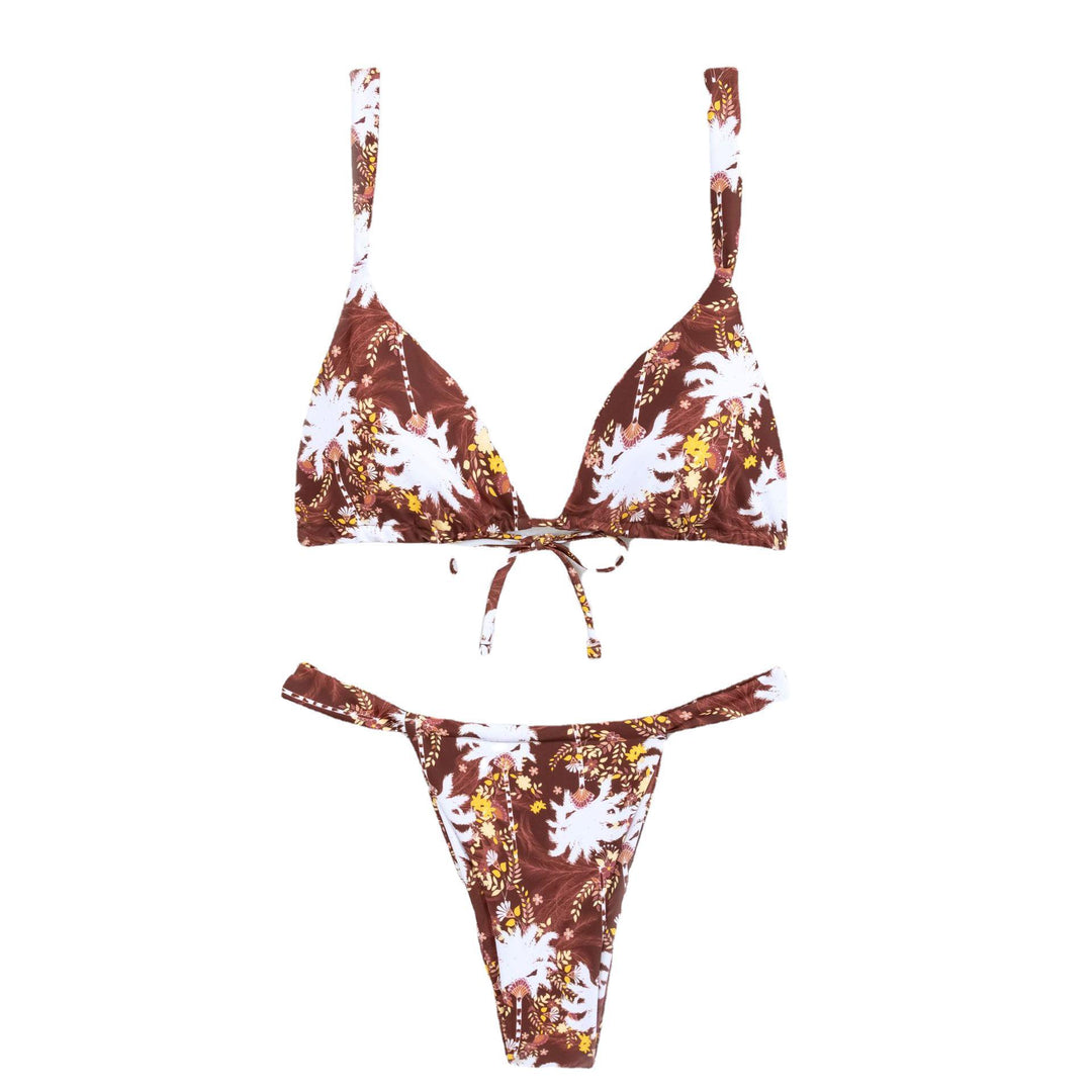 Dame floral mønstret triangel-bikini med høj skæring Skovae