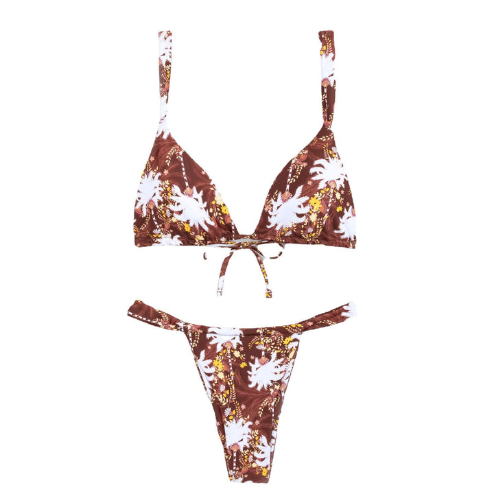 Dame floral mønstret triangel-bikini med høj skæring Skovae
