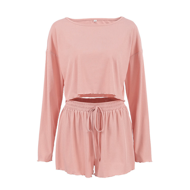 Dame afslappende loungewear-sæt med cropped top og shorts Stilla
