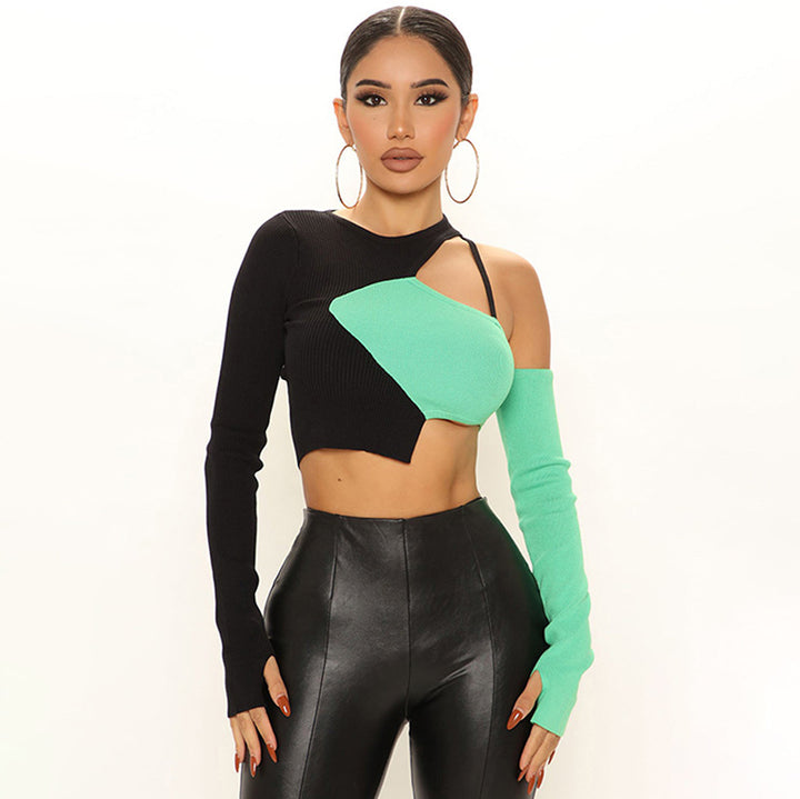 Femme Cut-Out Farveblok Crop Top Stilla