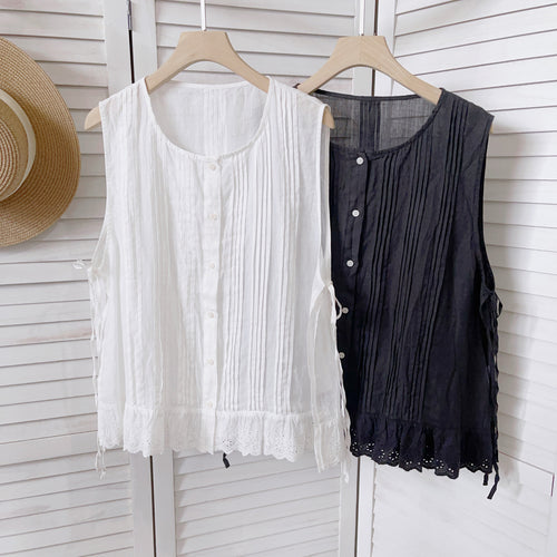 Femme Elegante Faldende Ærmeløs Bluse Stilla