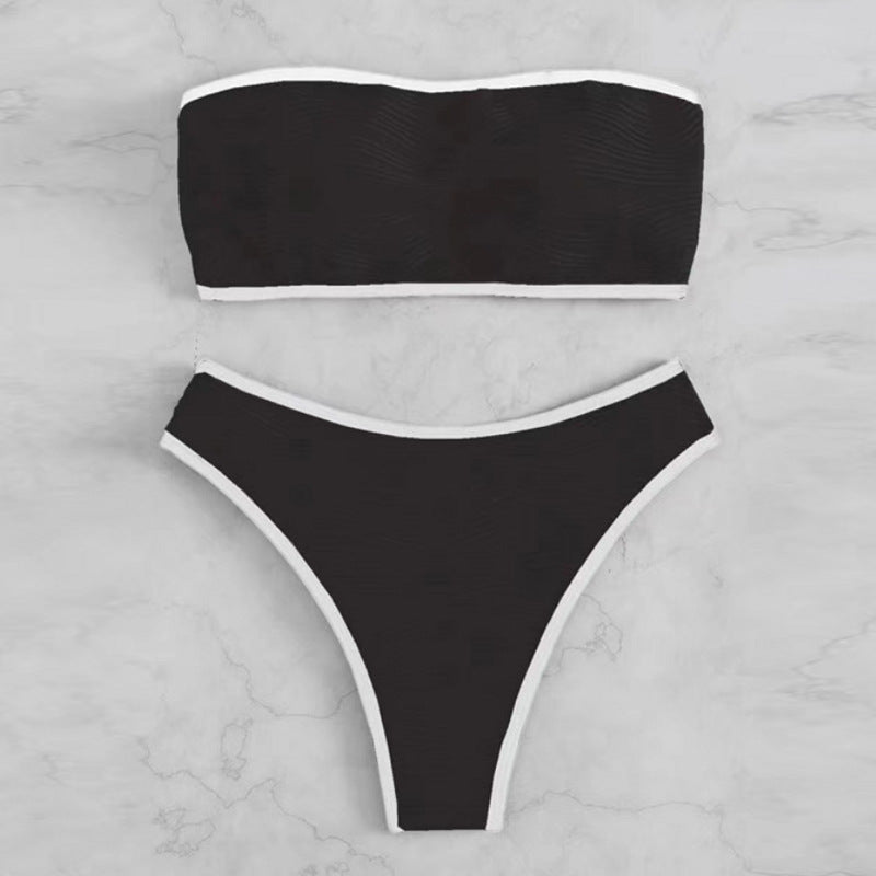 Dame bandeau-bikini-sæt med struktureret design Skovae