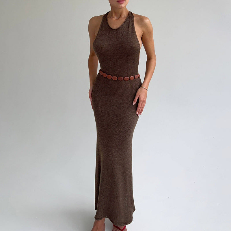 Damen Figurbetontes Maxikleid mit eleganter Raffung Skovae