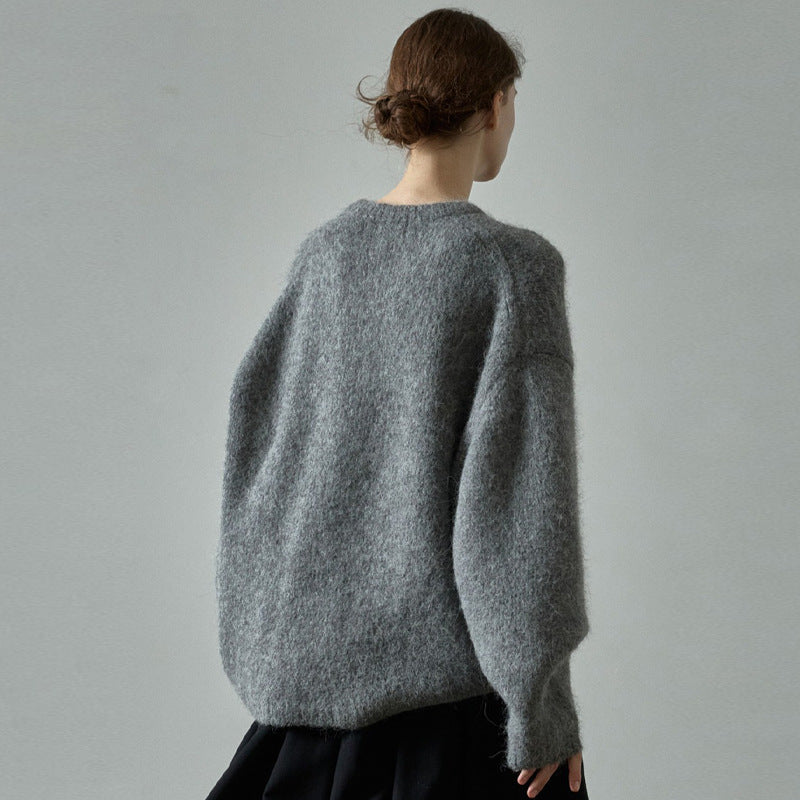 Dame hyggelig strikkepullover i afslappet oversized snit med voluminøse ærmer Stilla